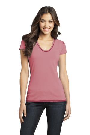 District - Juniors Faded Rounded Deep V-Neck Tee. DT2202