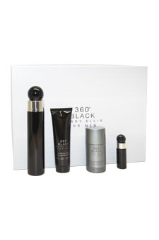 Perry Ellis 360 Black Gift Set For Men 3.4 oz EDT Spray/ 3 oz Aftershave Balm/ 2.75 Deodorant Stick/ 7.5 ml EDT Spray