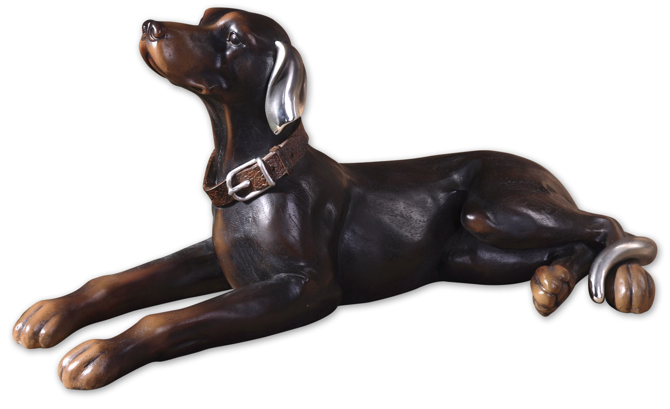 Uttermost 19070 Resting Dog Aged Black Statue