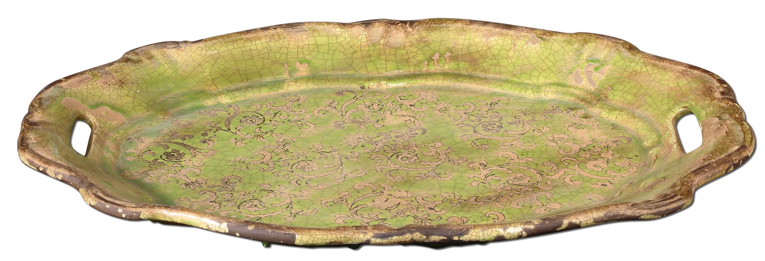 Uttermost 19712 Gian Crackled Green Ceramic Tray