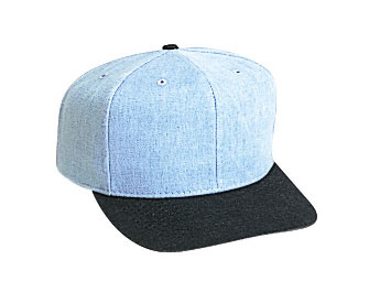 Brushed denim two tone color six panel pro style cap