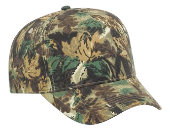 Camouflage brushed cotton twill five panel pro style cap