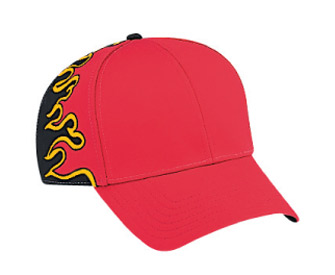 Flame pattern cotton twill two tone color six panel low profile pro style caps