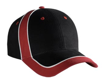 Piping design brushed cotton twill two tone color six panel low profile pro style cap
