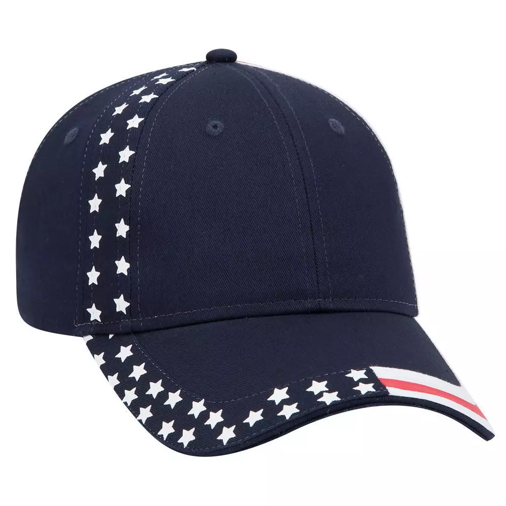 United States flag design cotton twill two tone color six panel low profile pro style caps