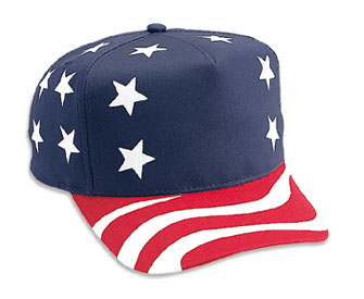 United States flag pattern cotton twill two tone color five panel low crown golf style cap