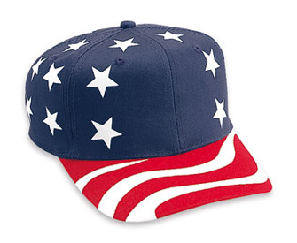 United States flag pattern cotton twill two tone color six panel pro style cap