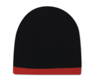Acrylic knit two tone color beanies, 8" with 7/8" trim