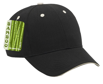 Brushed bamboo twill sandwich visor solid color six panel low profile pro style caps