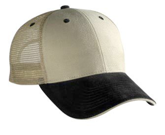 OTTO Cap 84-483 - Brushed Bull Denim Sandwich 6-Panel Low Profile Mesh Back Trucker Hat