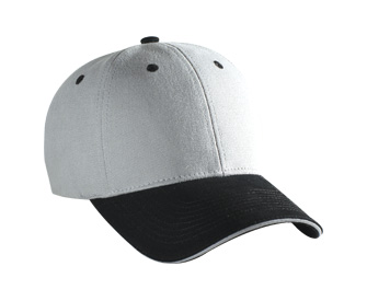 Brushed cotton canvas sandwich visor solid and two tone color six panel low profile pro style caps
