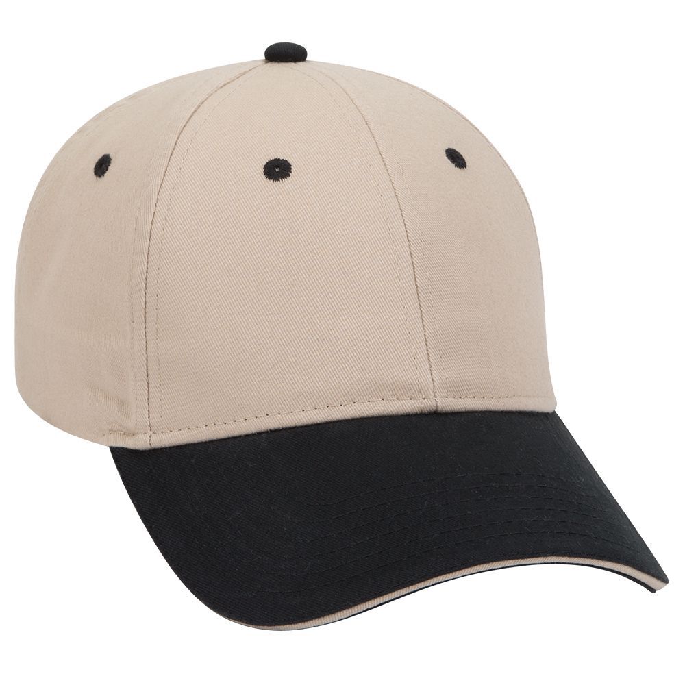 Brushed cotton twill sandwich visor solid and two tone color six panel low profile pro style caps