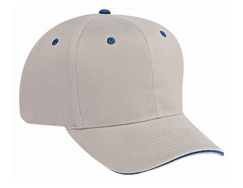 Brushed cotton twill sandwich visor solid and two tone color six panel pro style caps