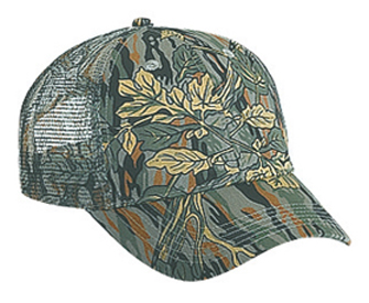 Camouflage cotton twill low profile pro style mesh back caps