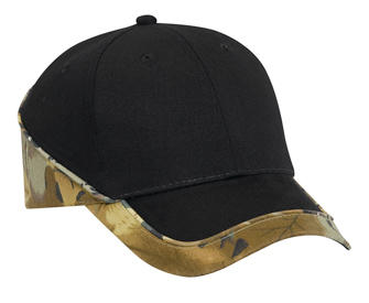 Camouflage piping design brushed cotton twill two tone color six panel low profile pro style caps