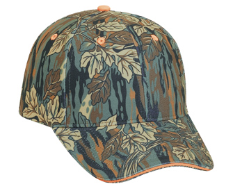Camouflage polyester sandwich visor low profile pro style caps