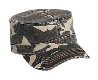 Camouflage superior garment washed cotton twill distressed visor military style caps