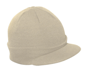 Cotton knit solid color short visor beanie