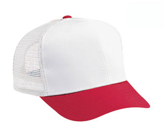 Cotton twill solid and two tone color six panel pro style mesh back caps