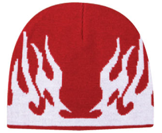 Flame design acrylic knit two tone color beanie, 8"