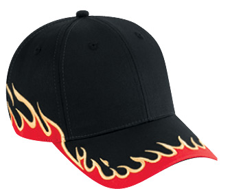 Flame pattern cotton twill two tone color six panel low profile pro style cap (2005 OTTO)