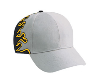 Flame pattern cotton twill two tone color six panel low profile pro style caps