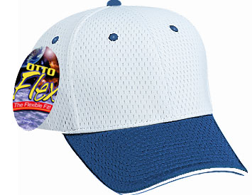 OTTO Flex stretchable polyester pro mesh sandwich visor solid and two tone color six panel low profile pro style caps