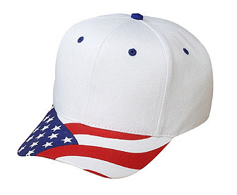 United States flag visor cotton twill two tone color five panel low crown golf style cap