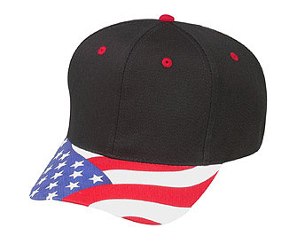 United States flag visor cotton twill two tone color six panel pro style caps