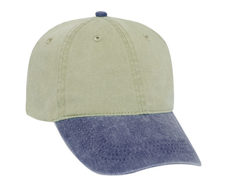 Washed pigment dyed cotton twill solid and two tone color six panel low profile pro style caps