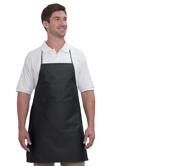 7.5 oz. cotton twill solid color two pocket full length adjustable bib aprons