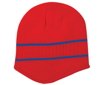 Acrylic knit two tone color beanies with stripes