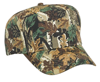 Camouflage cotton twill five panel low crown golf style caps