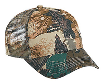 Camouflage cotton twill low profile pro style mesh back caps