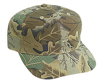 Camouflage cotton twill pro style caps (regular and plain front)