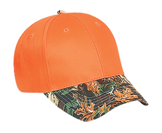 Camouflage visor cotton twill two tone color six panel low profile pro style caps
