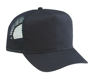 Cotton twill solid color five panel pro style mesh back caps