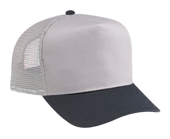 Cotton twill solid and two tone color five panel pro style mesh back caps