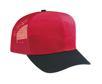Cotton twill solid and two tone color six panel pro style mesh back caps