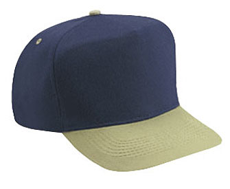 Deluxe poplin two tone color five panel high crown golf style cap