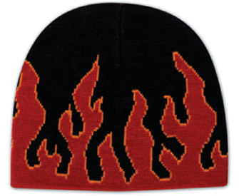 Flame design acrylic knit two tone color beanies, 8"