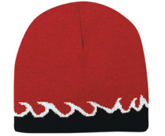 Flame design reversible acrylic knit two tone color beanies, 8"