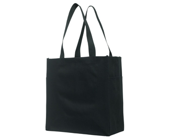 Polyester solid color carry-all tote bags, 14"H x 13 1/2"W x 6 1/2"D
