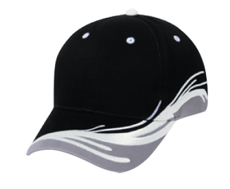 Racing pattern brushed cotton twill two tone color six panel low profile pro style cap