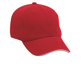 Superior garment washed cotton twill sandwich visor withstriped closure solid color six panel low profile pro style caps