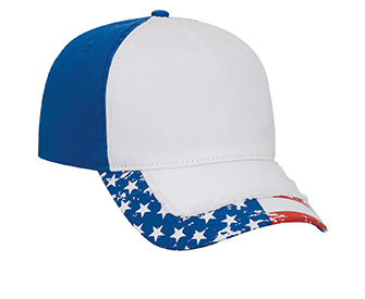 United States flag pattern distressed visor superior garment washed cotton twill withheavy stitching solid and two tone color fi