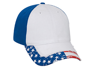 United States flag pattern distressed visor superior garment washed cotton twill solid and two tone color six panel low profile