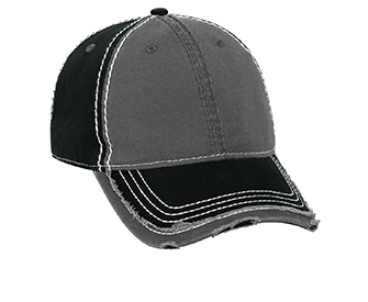 OTTO Cap 149-1091 - 6-Panel Garment Washed w/ Heavy Stitching Distressed Trim Dad Hat