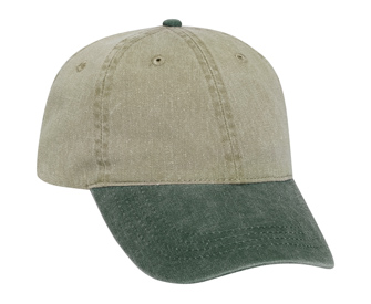 Washed pigment dyed cotton twill solid and two tone color six panel low profile pro style caps