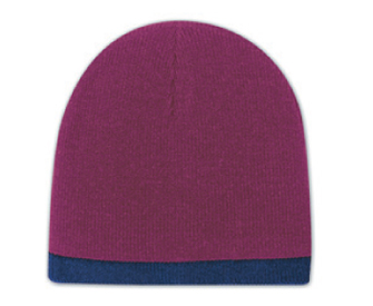 Acrylic knit two tone color beanies, 8" with 7/8" trim